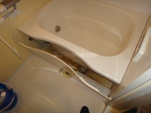 世田谷区で「バスタブ下部高圧洗浄」を作業させていただきました       まずは、バスタブ下の「エプロン」と呼ばれる部分を開けます。      はい、パカッ。こんな感じです。       洗浄前はこのような感じです。髪の毛、ヘドロのような汚れで全体的に、茶色になっています。       中にはコバエがいました。 お客様、このコバエが気になって、ご依頼いただいたとのことです。       約40分後、こんなにキレイになりました。 今回のお客様のお宅のバスタブは、少し持ち上げることができました。 このタイプですと、バスタブの底まで洗浄できますので、よりキレイになります。     キレイになった状態に、お客様も喜んでいただきました。 ありがとうございました。    バスタブ下部、エプロン下を開ける